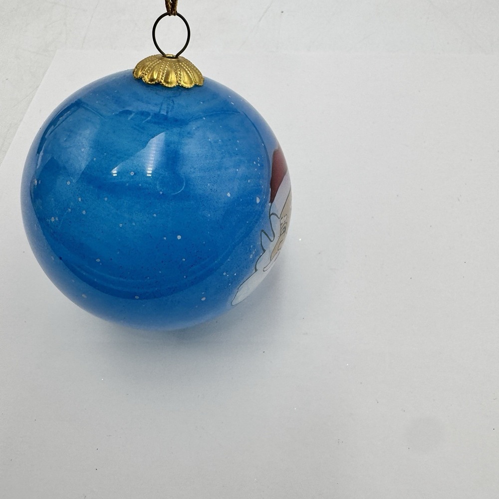 3" Pier One Li Bien Ornament Santa Reverse Hand Painted Glass Christmas Round - Picture 4 of 5